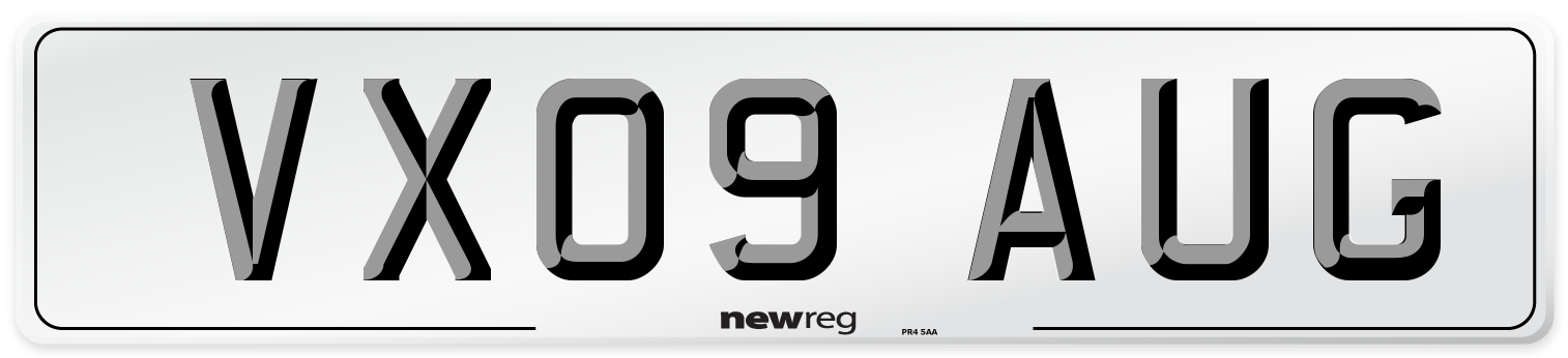 VX09 AUG Number Plate from New Reg